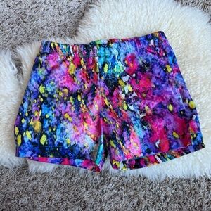 Danskin Now multicolor metallic watercolor shorts size M (7-8)